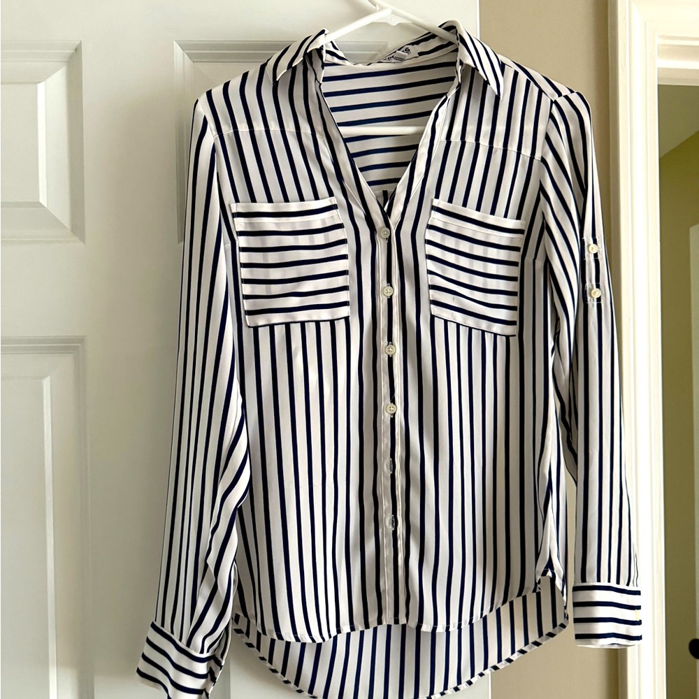 Striped Button-Up Women's Top